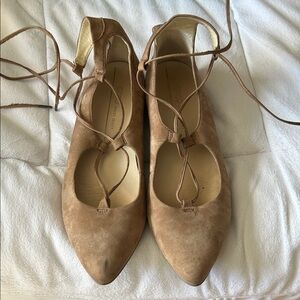 Ecco Women's Tan Lace-Up Flats